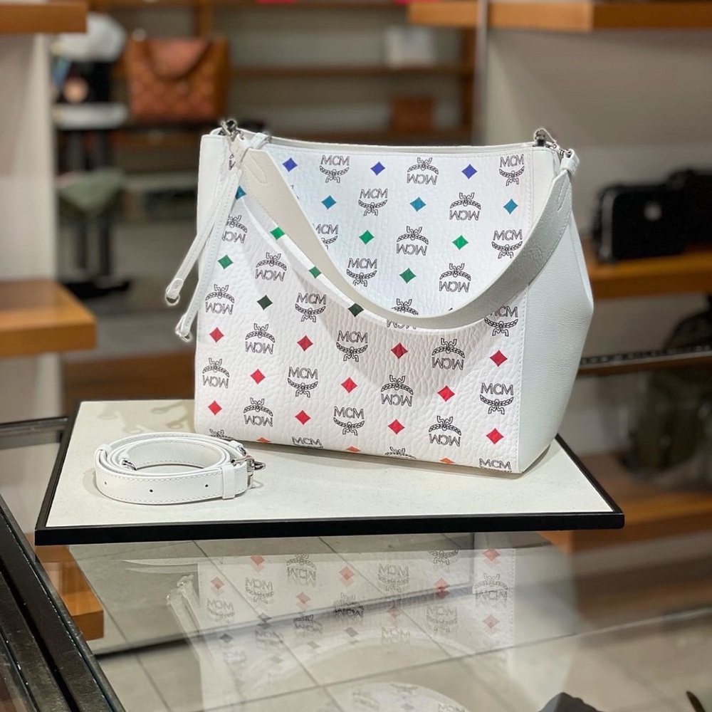 MCM white color medium size hobo$850+ tax